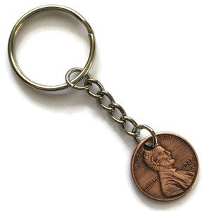 1980-1989 Lucky Penny Stainless Steel Keychain Handmade Coin Unisex 4for$20